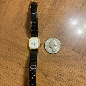 Citizen Quartz Women’s Vintage Elegant Gold and Black Genuine Leather Watch